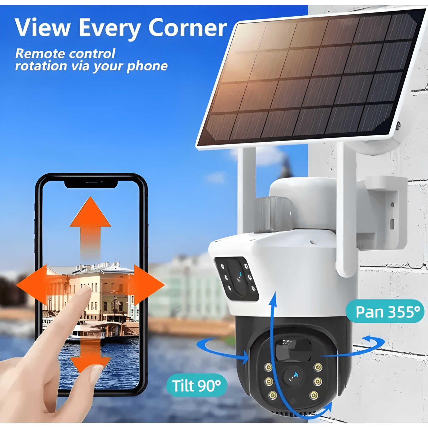 Camara Doble Solar Seguridad Wifi Exterior Hd 1080p Nocturna-3