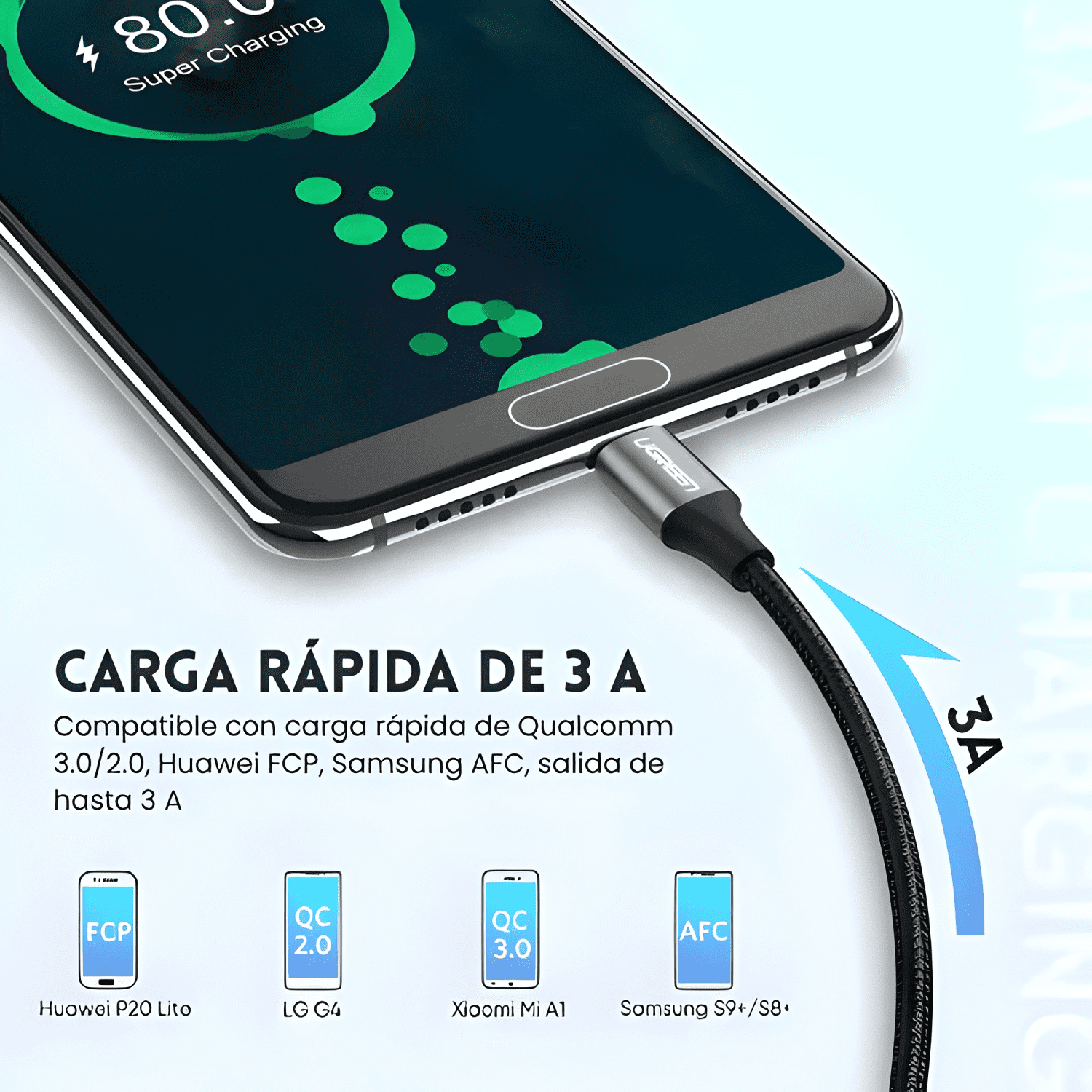 Cable USB 2.0 2m 60128 con entrada USB a salida USB c Negro-3