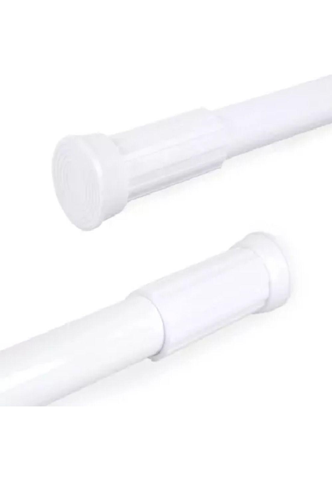 Barra extensible para cortina de ducha, 110-200 cm, acero cromado, color blanco-3