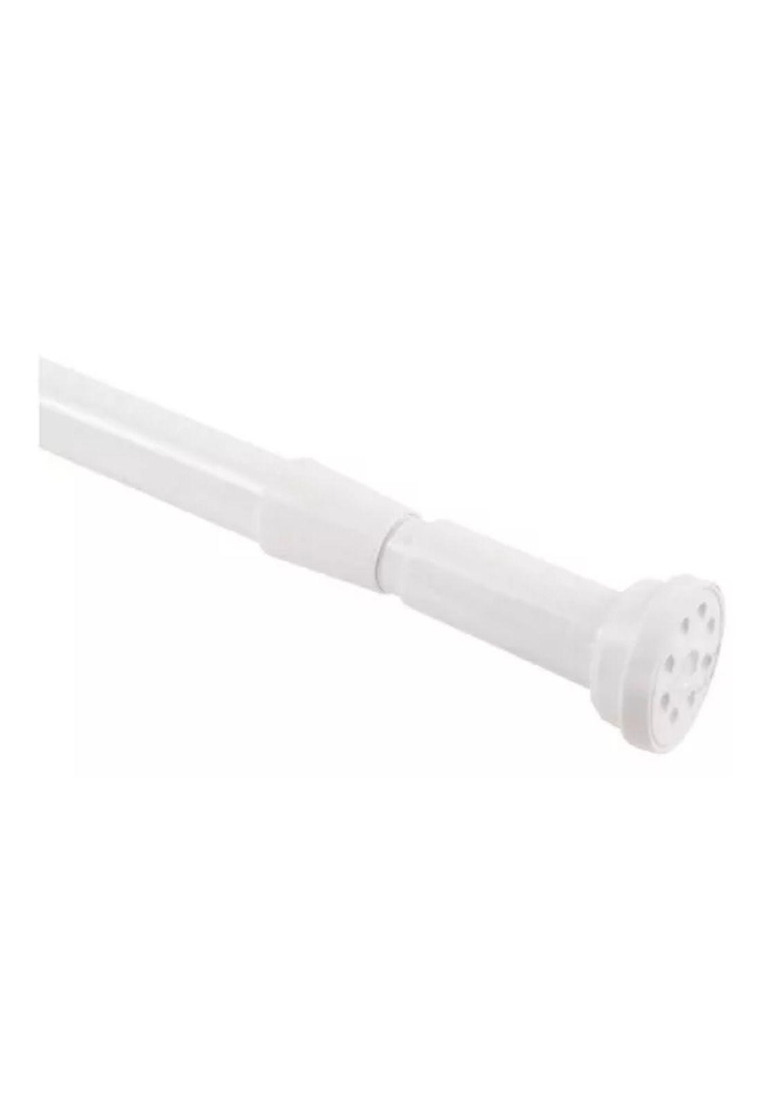 Barra extensible para cortina de ducha, 110-200 cm, acero cromado, color blanco-4