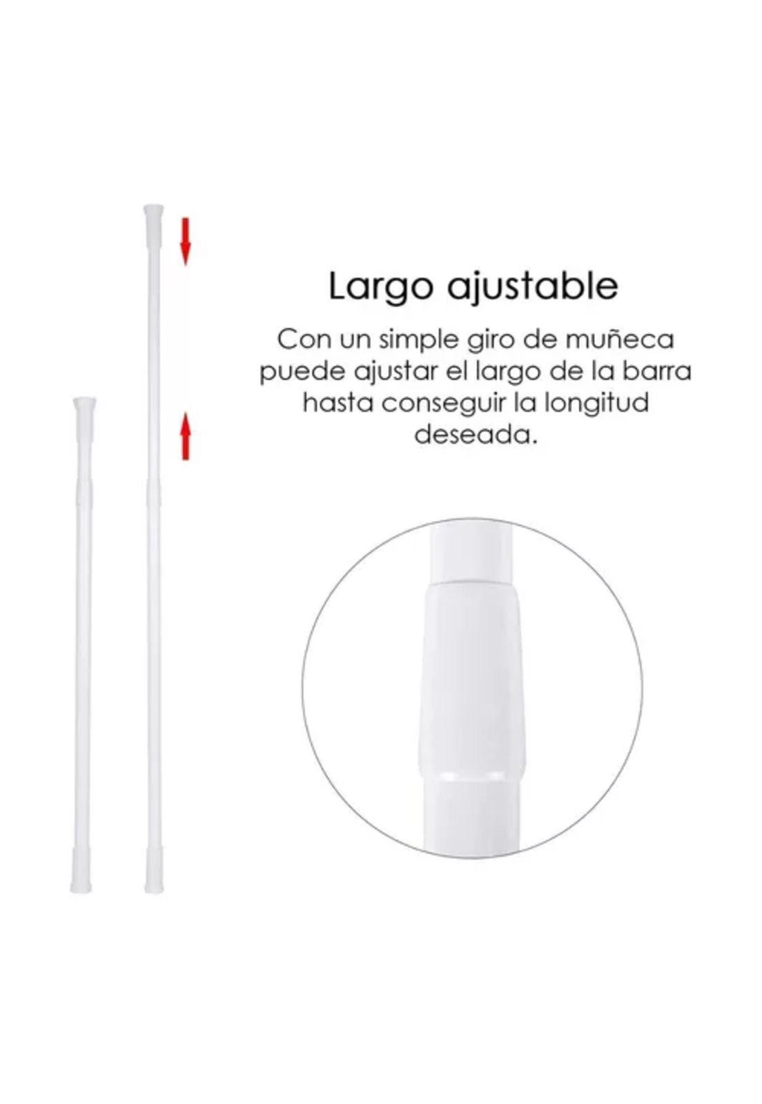 Barra extensible para cortina de ducha, 110-200 cm, acero cromado, color blanco-6