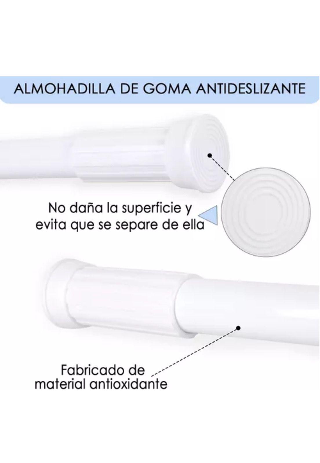 Barra extensible para cortina de ducha, 110-200 cm, acero cromado, color blanco-7