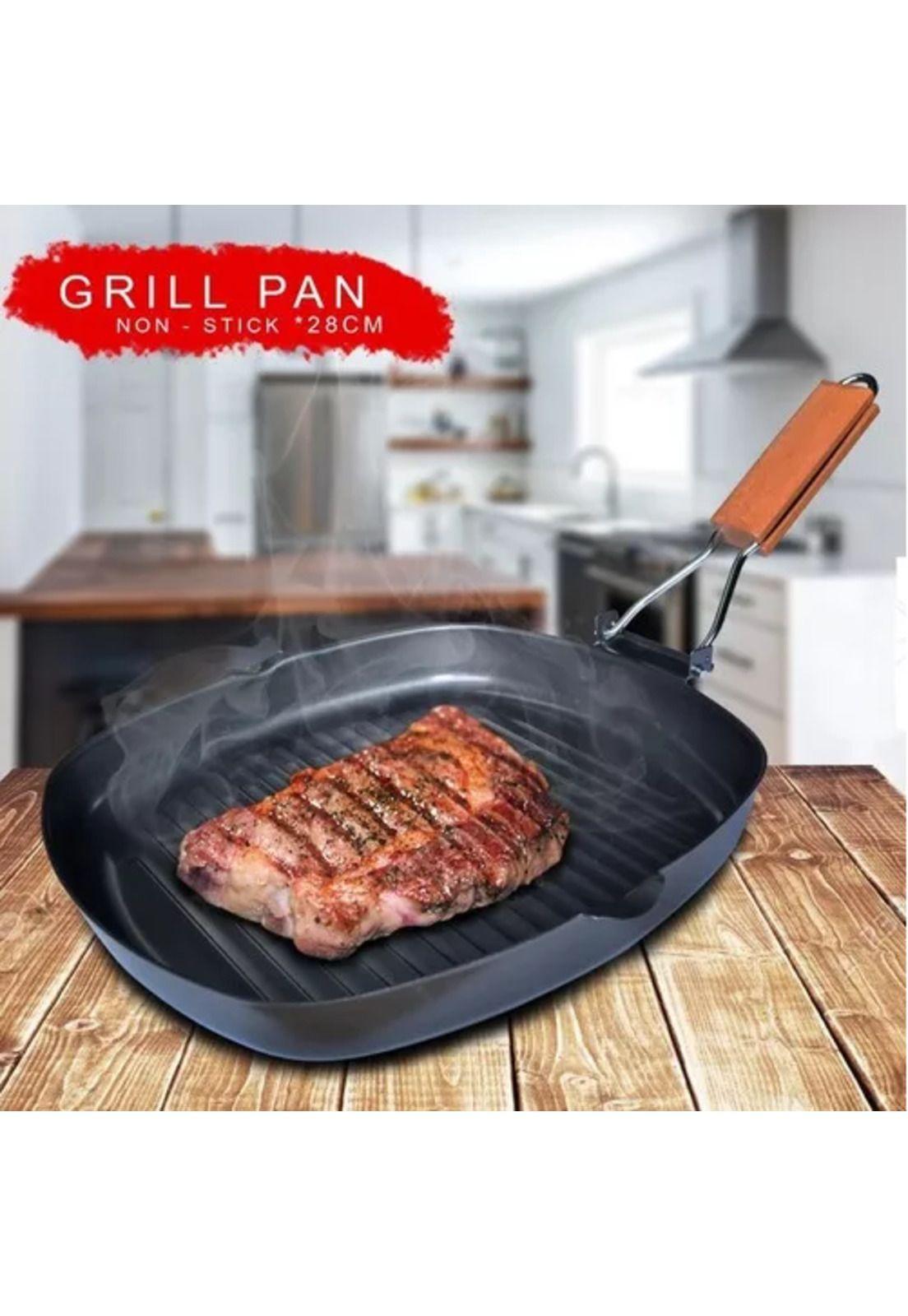 Sartén antiadherente cuadrado para parrilla, plancha grill, 20 cm-4