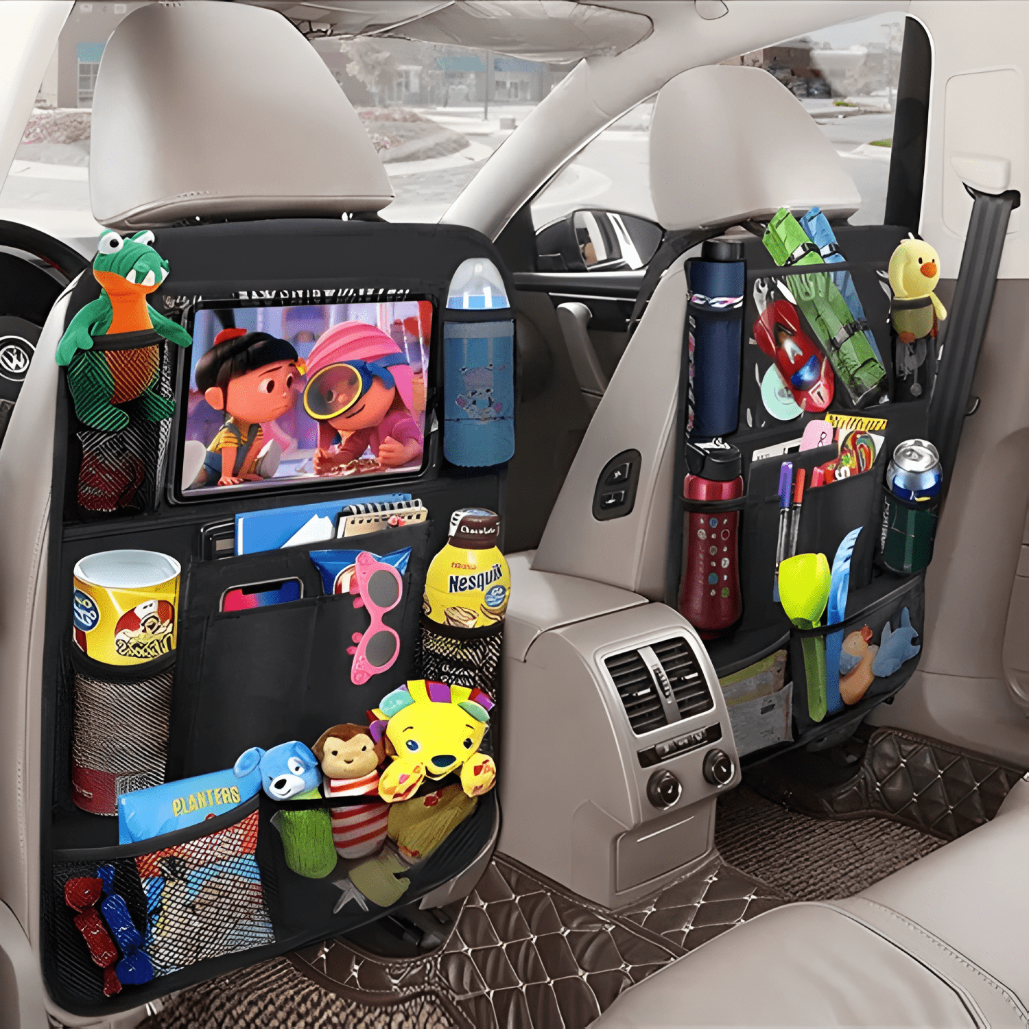 Organizador De Asiento Trasero Con Soporte( ) Negro #663-3