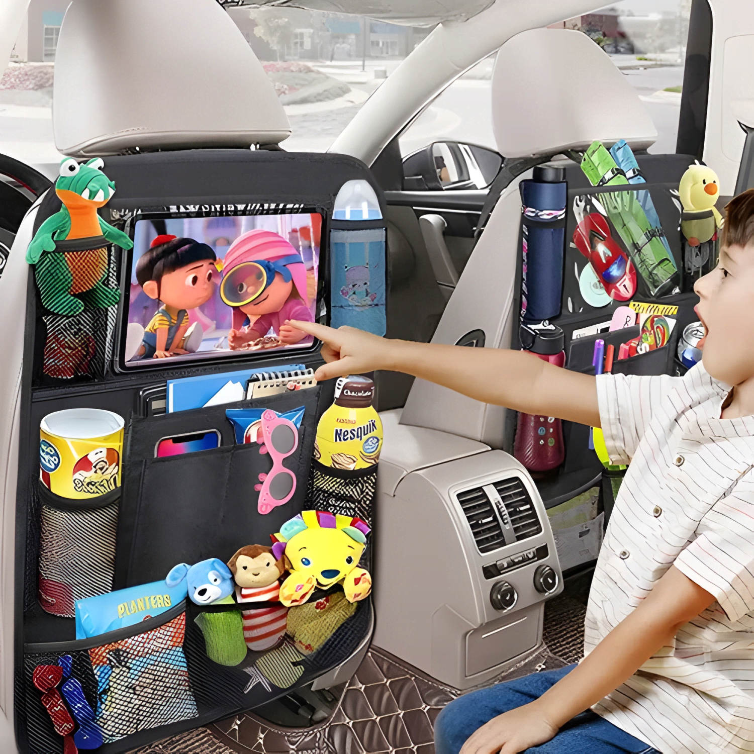Organizador De Asiento Trasero Con Soporte( ) Negro #663-4