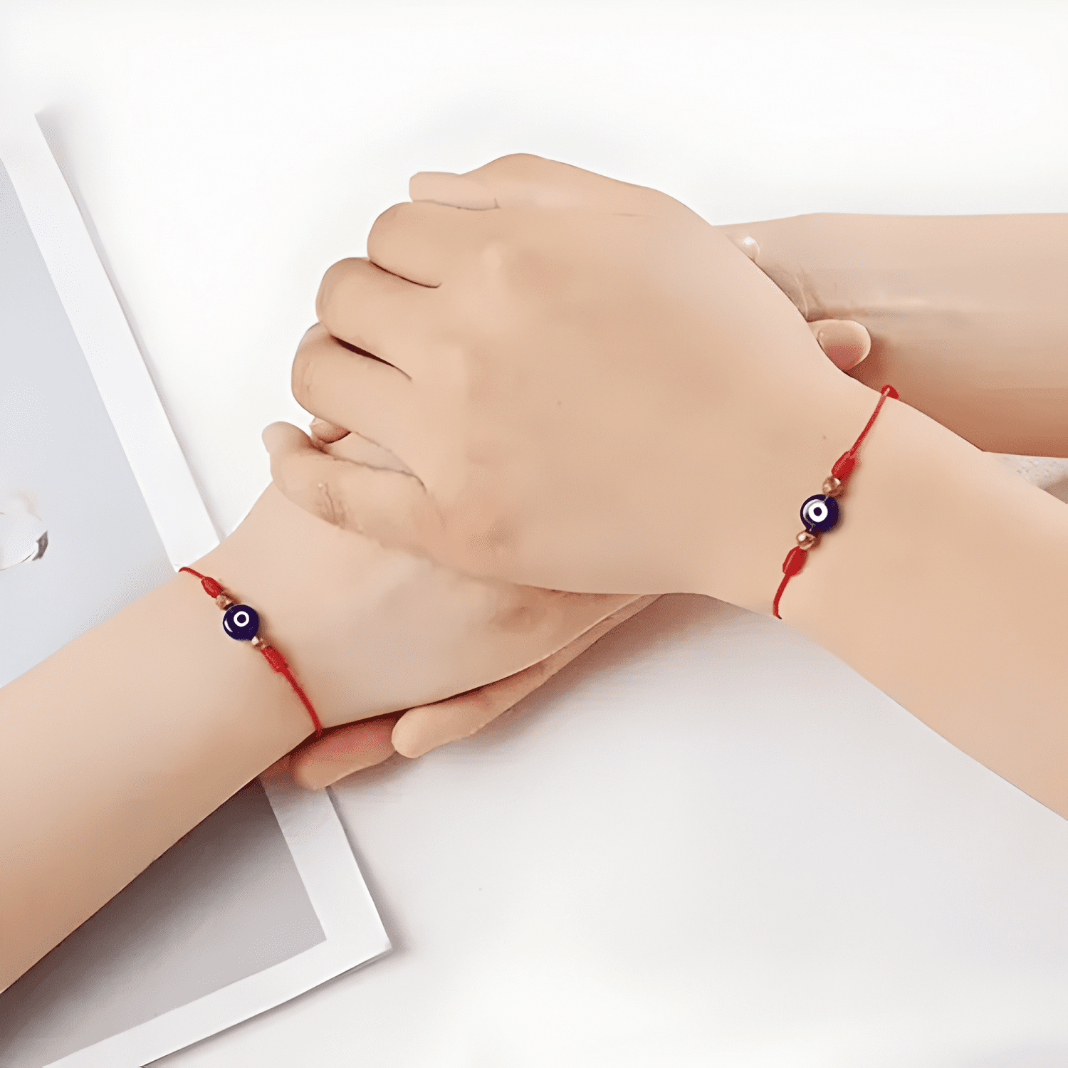 X2 pulsera protección amuleto poderoso hilo ojo turco Rojo-1