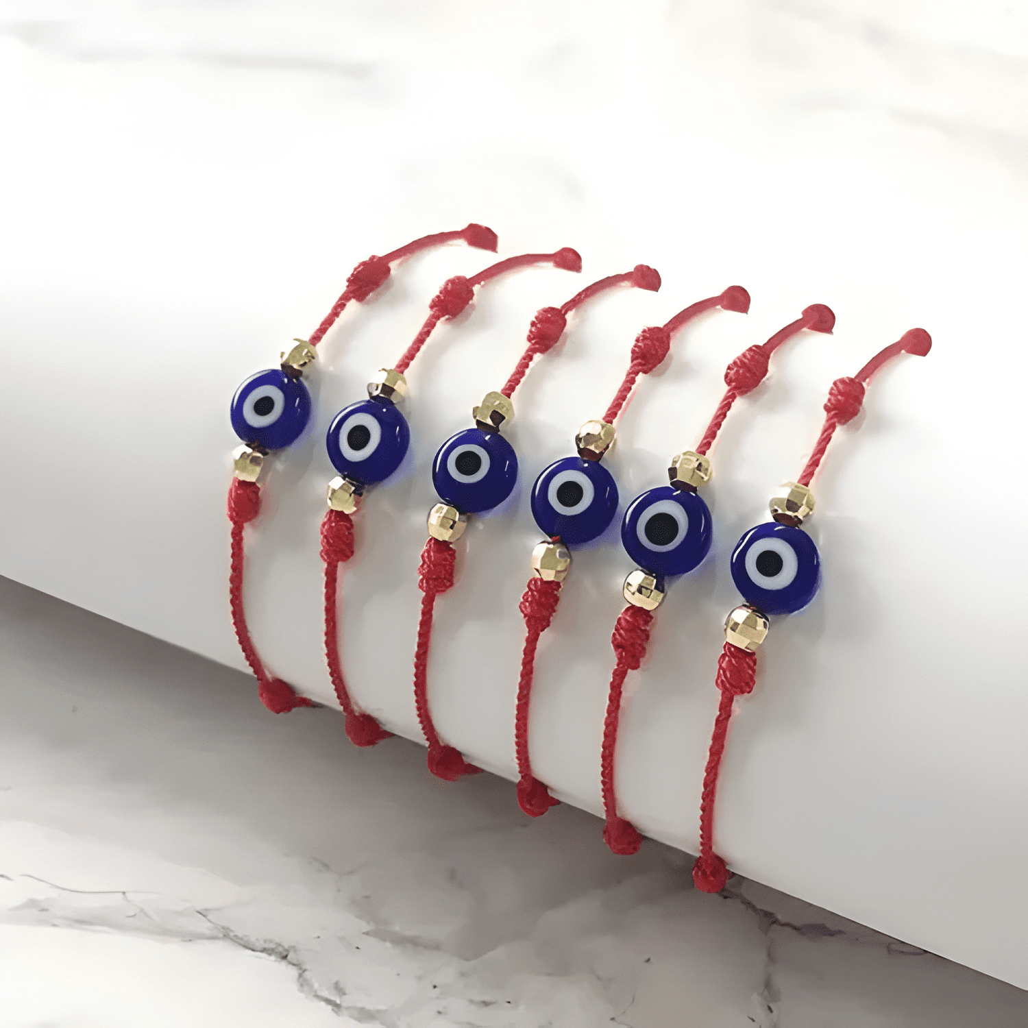 X2 pulsera protección amuleto poderoso hilo ojo turco Rojo-2