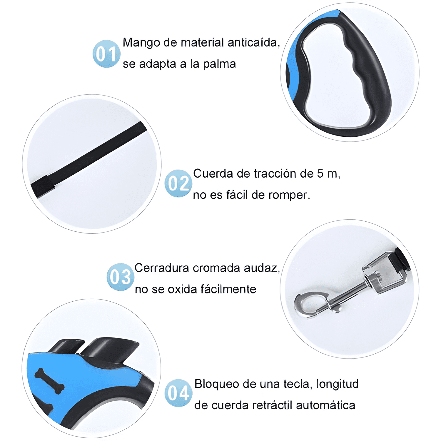 Correa retráctil lm de 5 m para perro y gato, hasta 14 kg-2