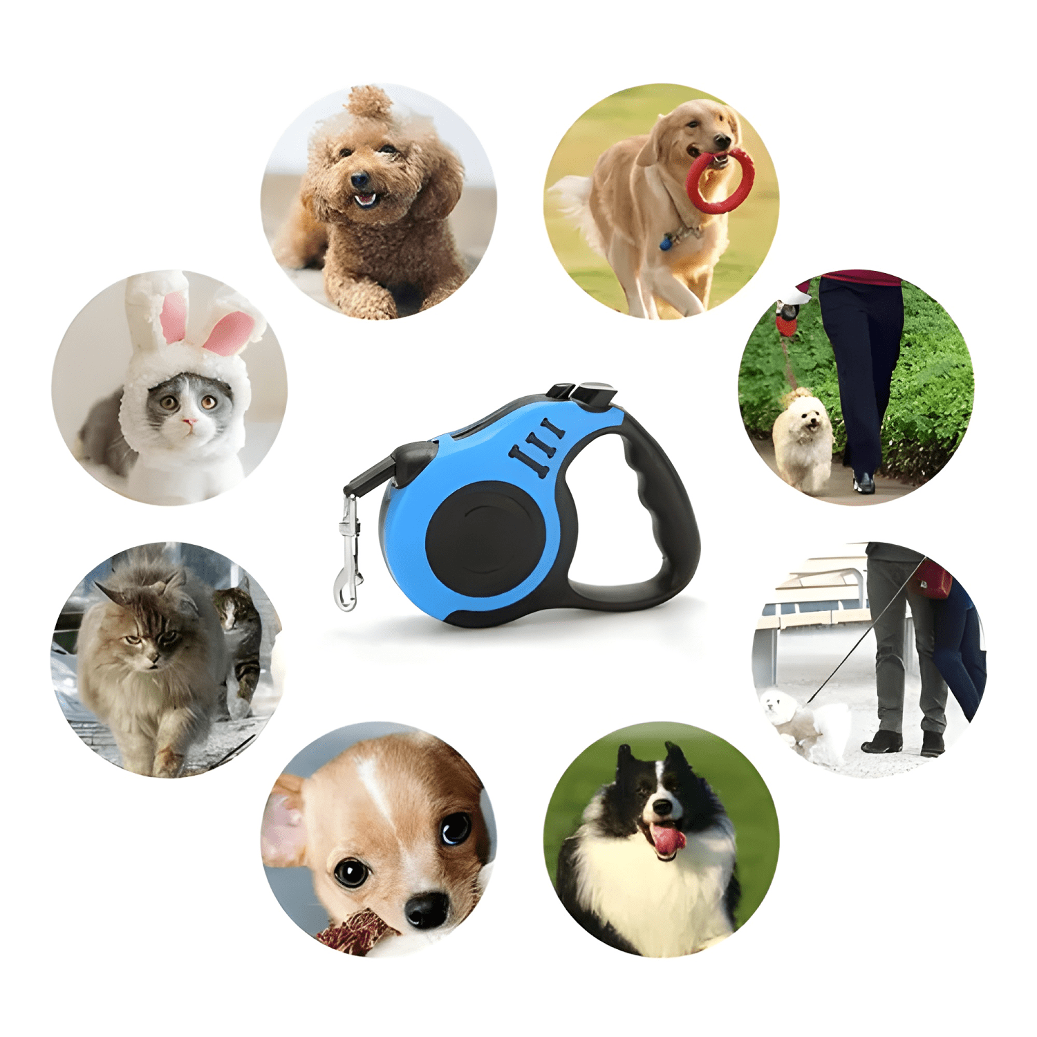 Correa retráctil lm de 5 m para perro y gato, hasta 14 kg-4