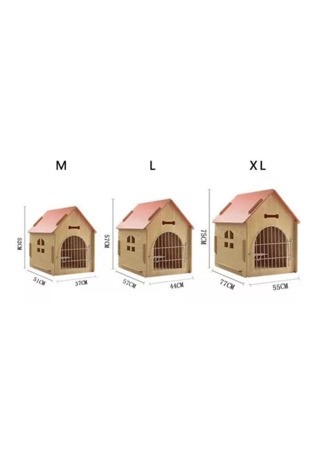 Casita de madera para perro mascota 57x44x57 cm café-2