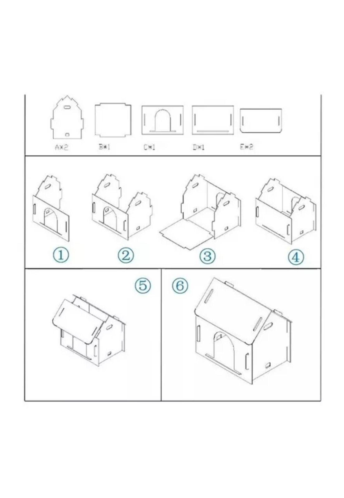 Casita de madera para perro mascota 57x44x57 cm café-3