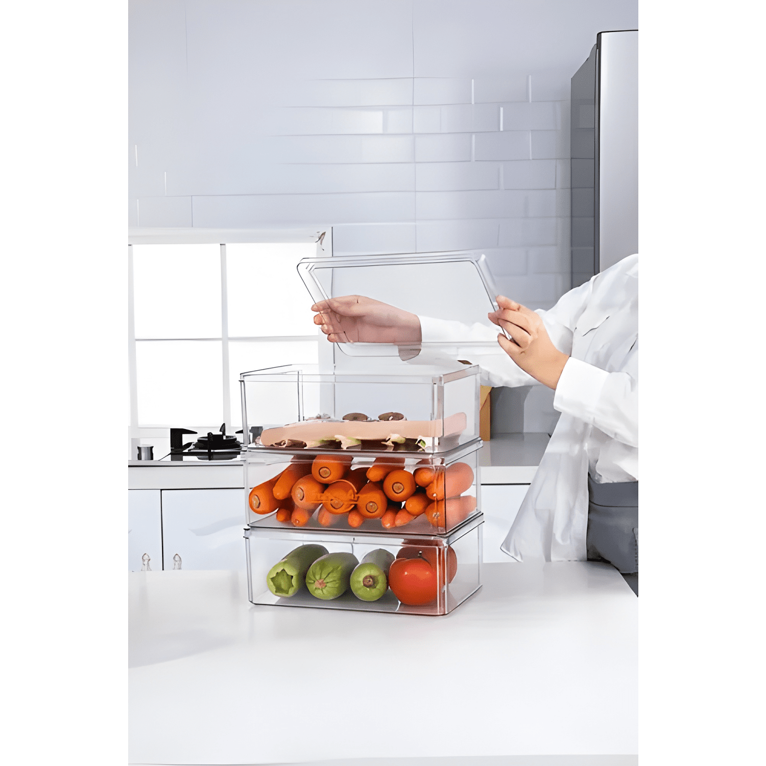Organizador refrigerador 7 contenedores, transparente-3
