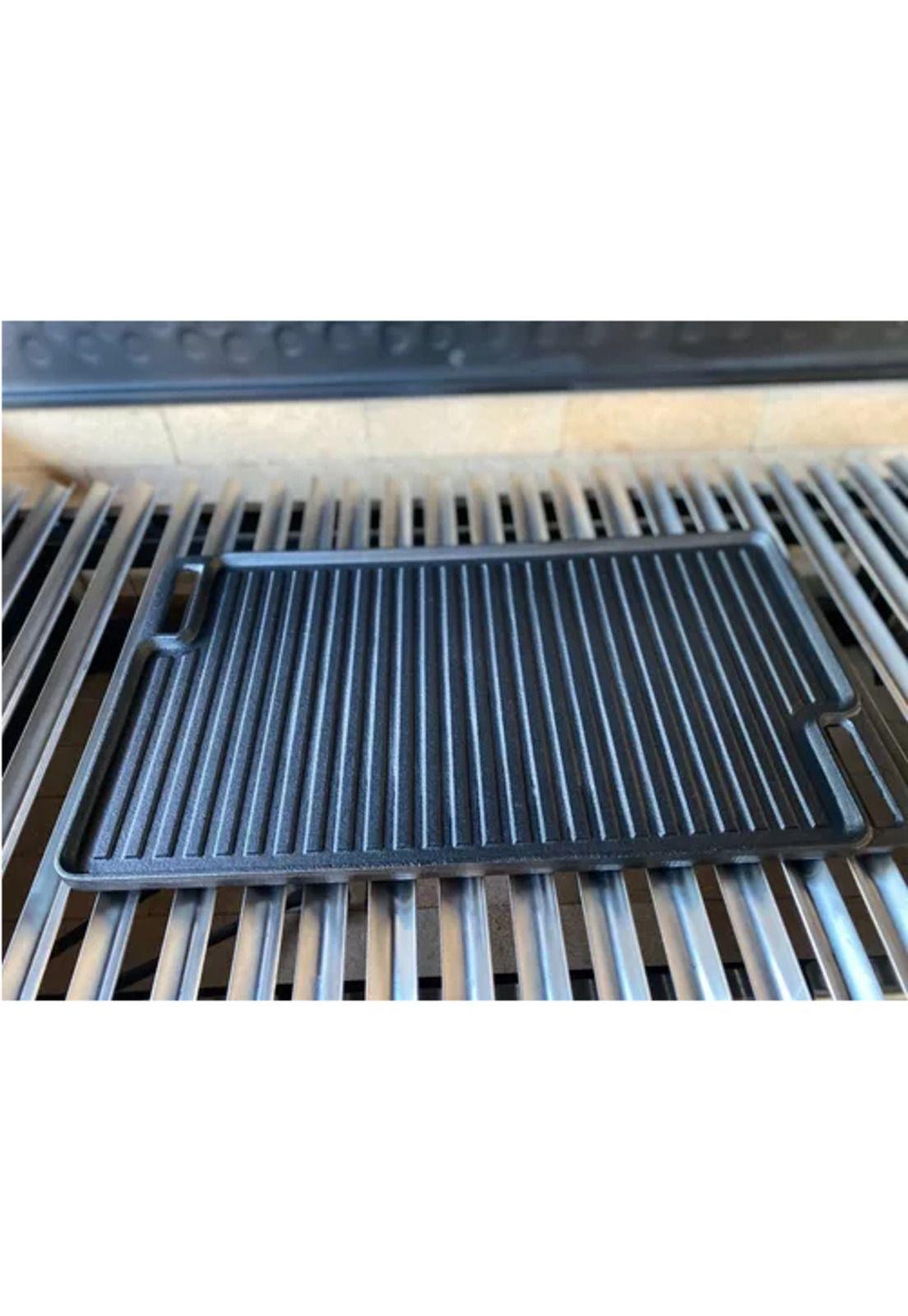 Plancha churrasquera reversible de 46x26 cm, hierro fundido-4