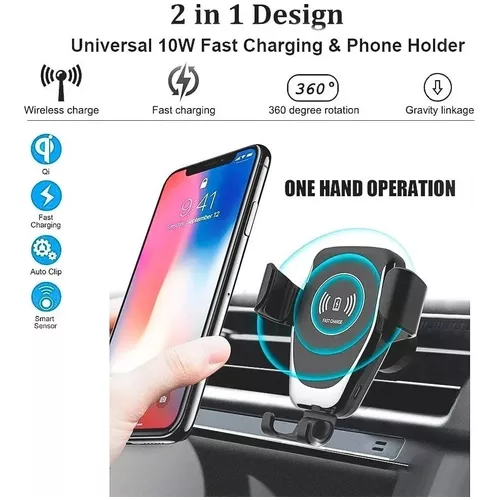Cargador inalámbrico celular auto 10W soporte carga rápida-3