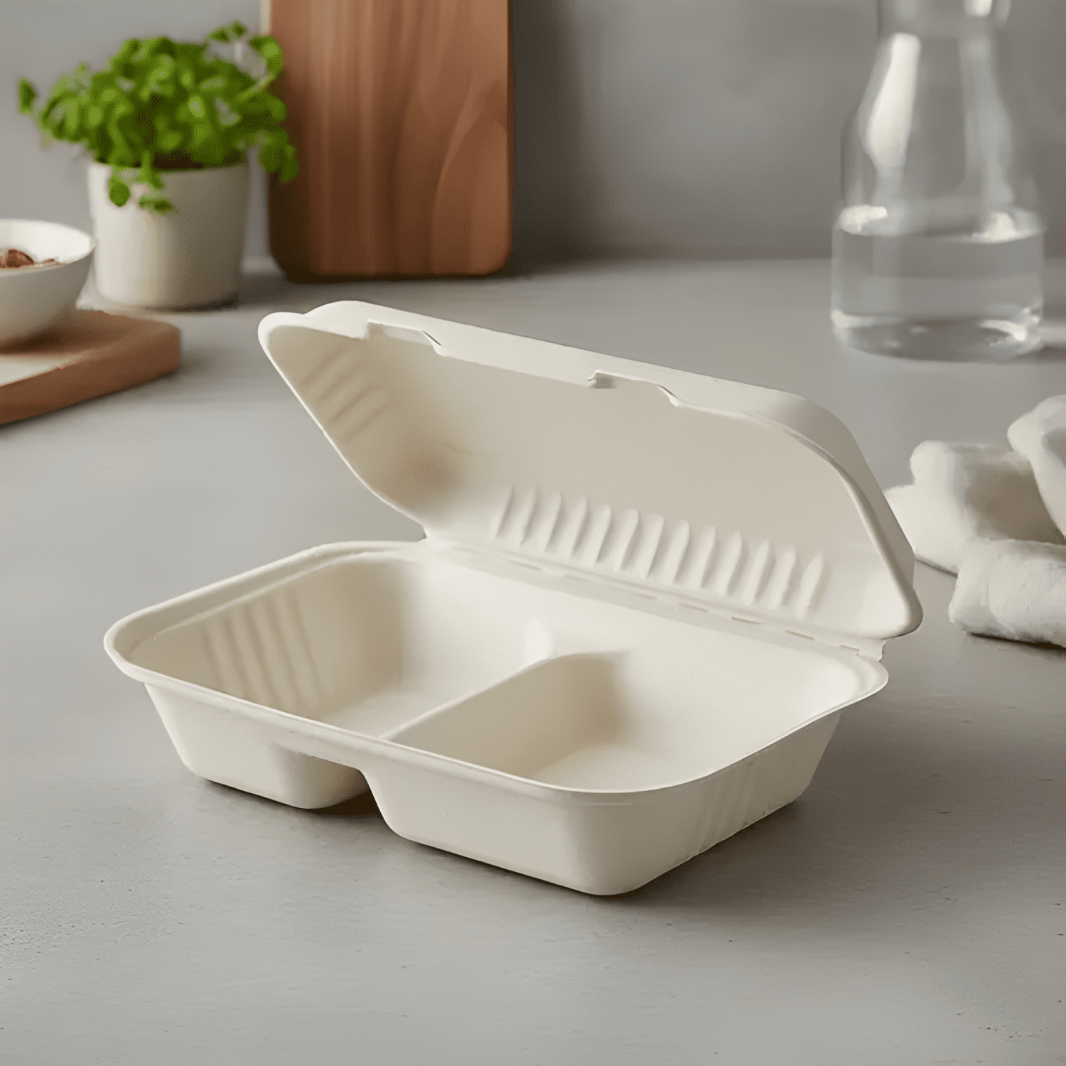 Envase biodegradable 2 div colación y comida 50u-1