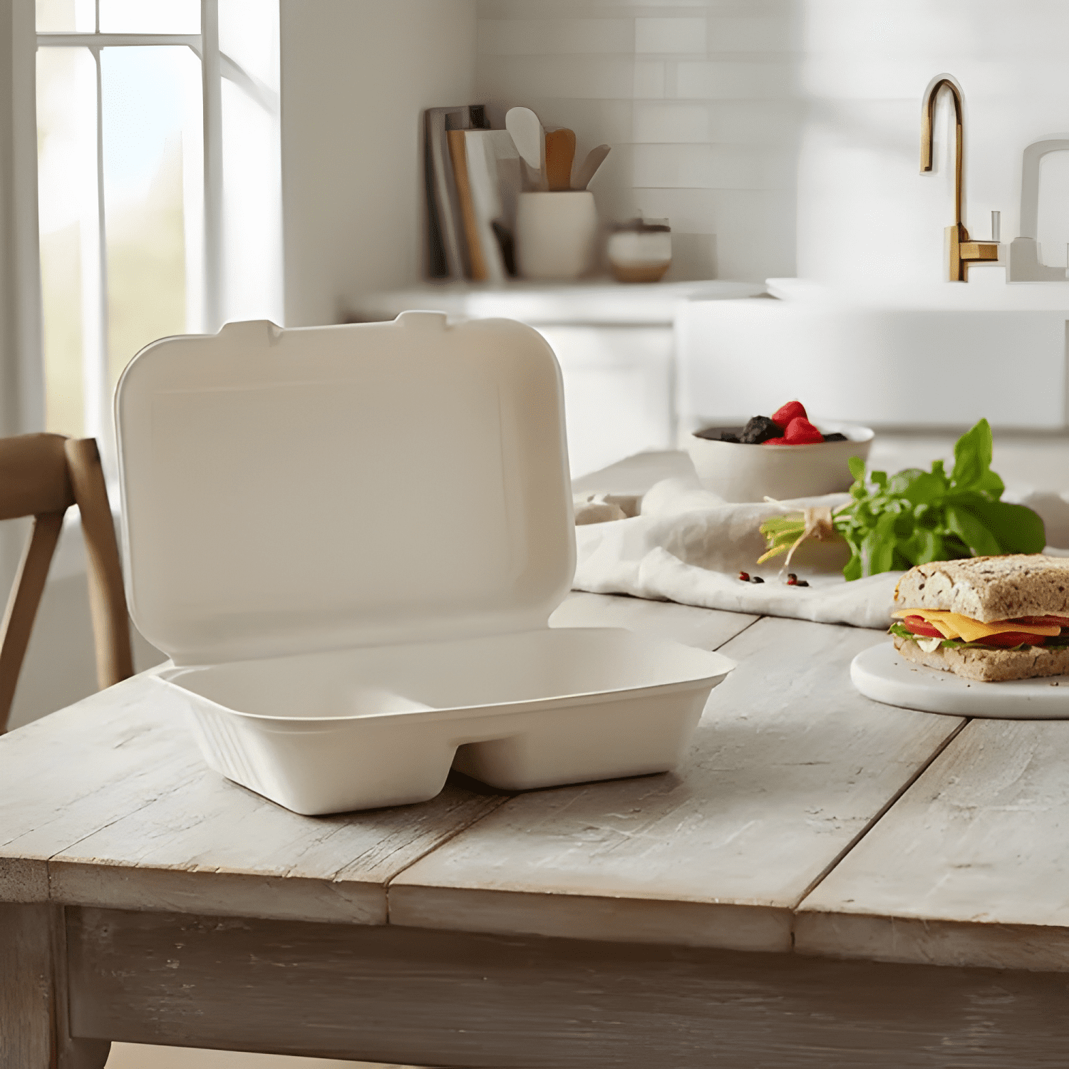 Envase biodegradable 2 div colación y comida 50u-2