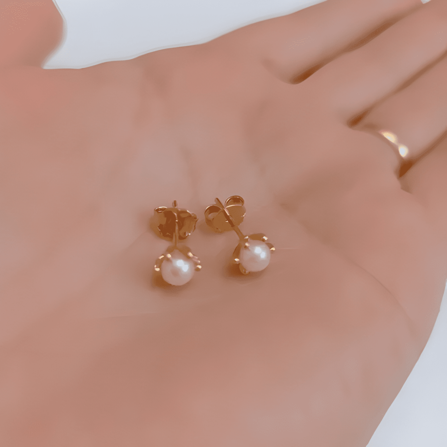 Aros Perla Pistilos 3mm Baño Oro Hipoalergénico Libre Níquel-2