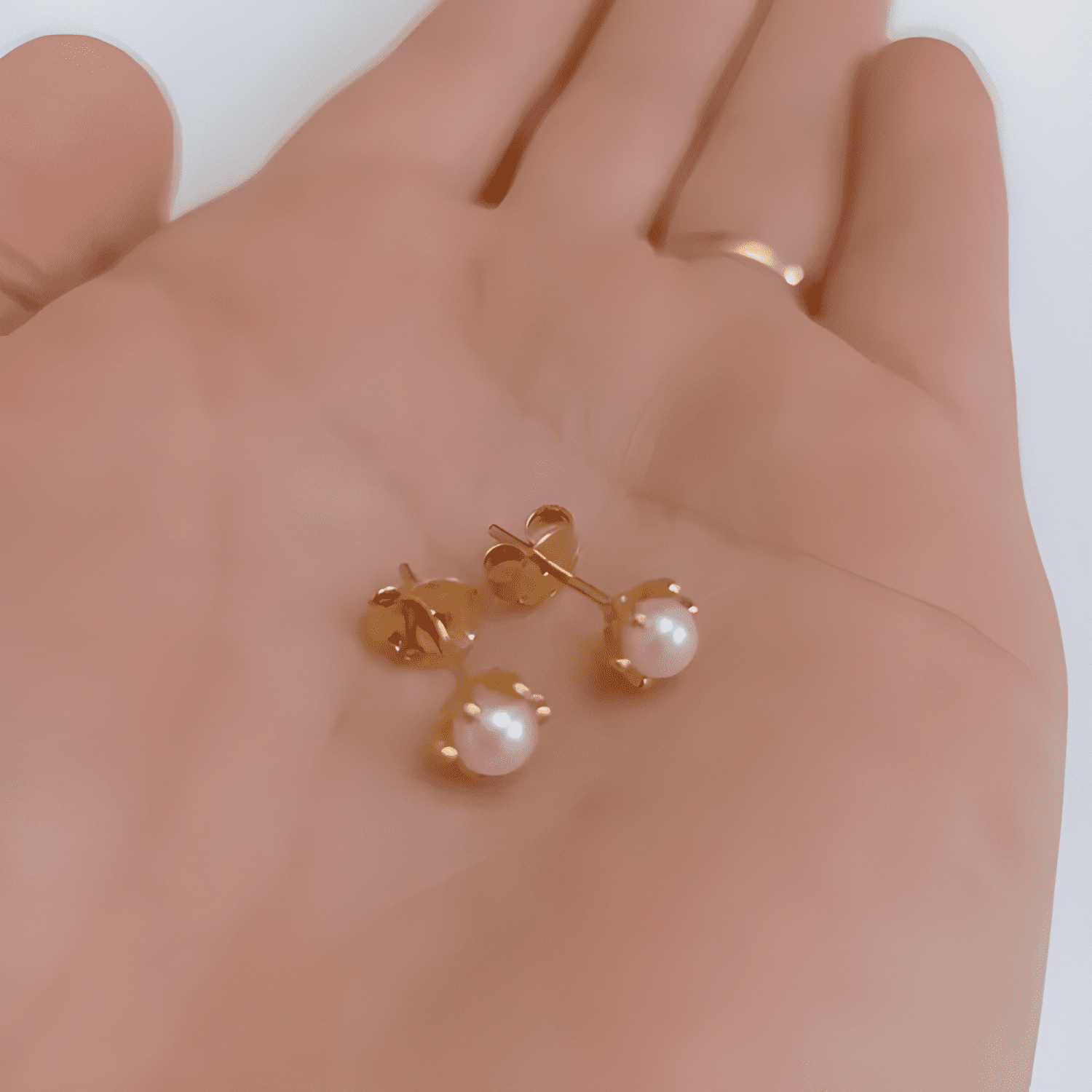 Aros Perla Pistilos 3mm Baño Oro Hipoalergénico Libre Níquel-4