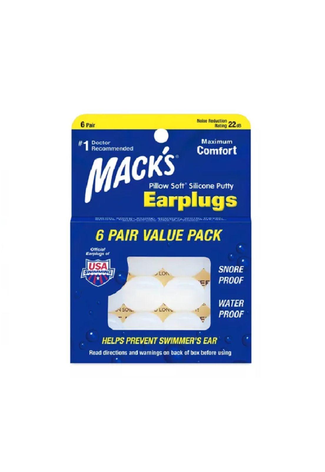 Tapones de oído protector Macks earplug silicona suave 6 pares-0