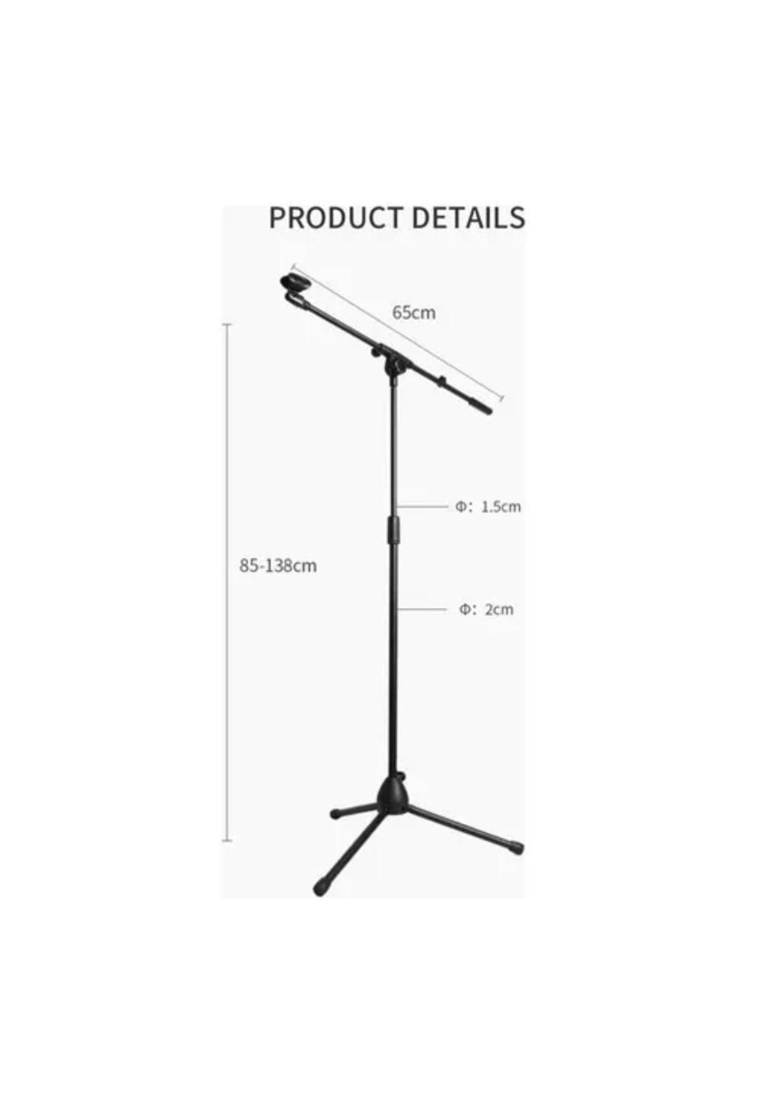 Atril micrófono, soporte pedestal profesional ajustable, color negro-3