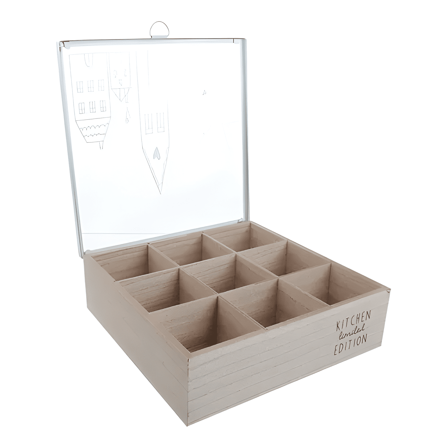 Caja de té City Love 9 divisiones 24x24x7cm-0