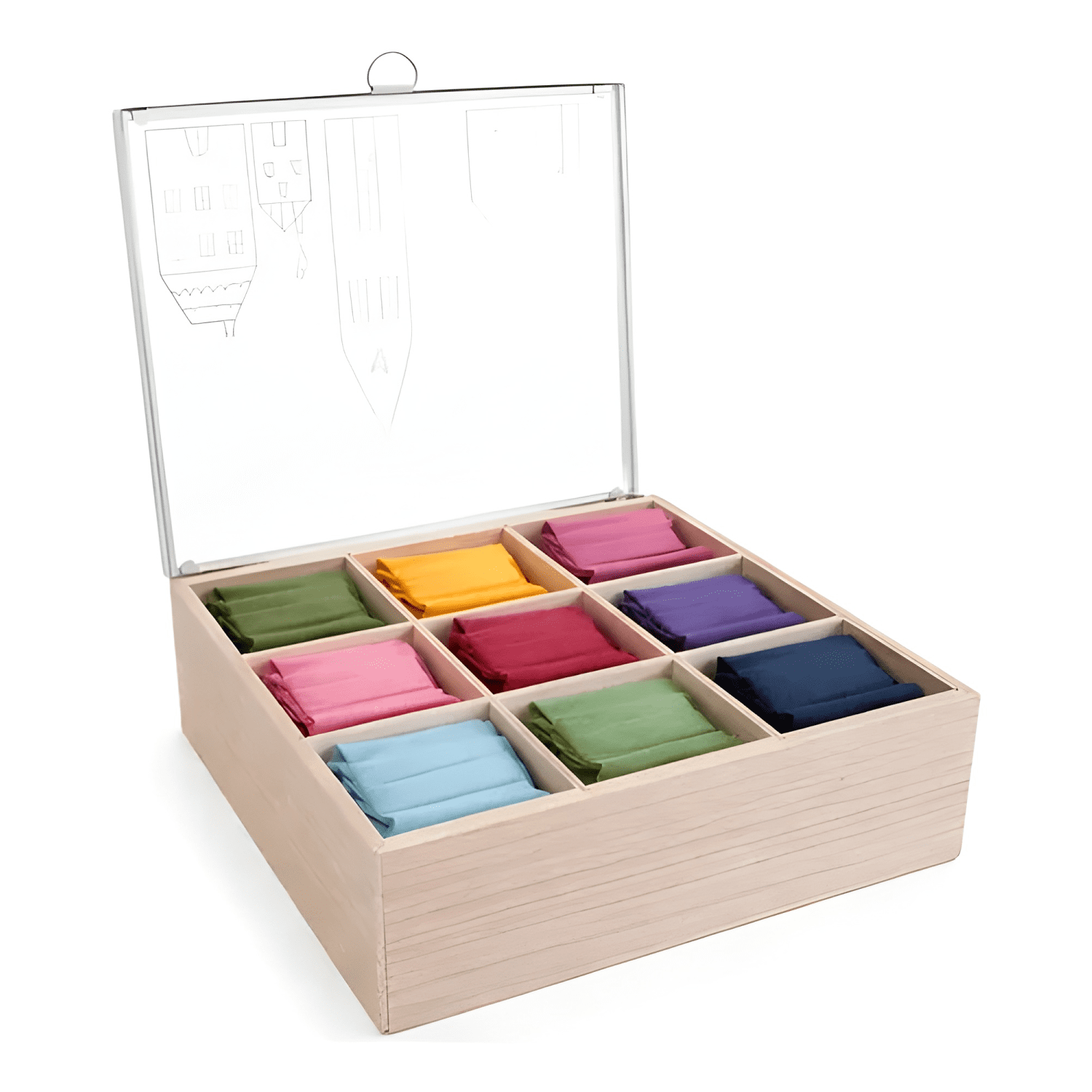 Caja de té City Love 9 divisiones 24x24x7cm-1