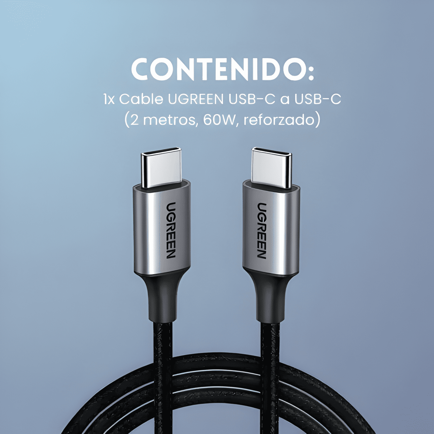 Cable carga rápida us261 USB tipo c USB c 2 metros-1