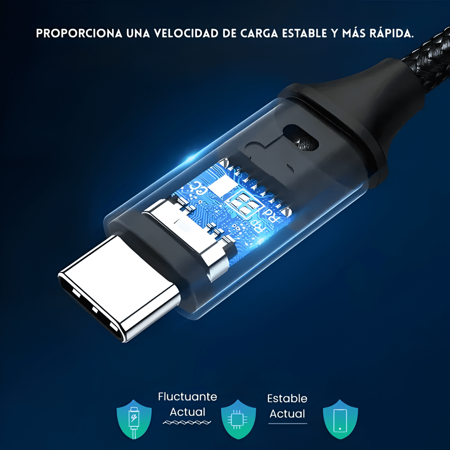 Cable carga rápida us261 USB tipo c USB c 2 metros-3