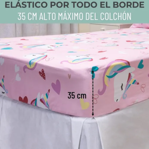 Sabanas niña 1.5 plaza + funda Casatua unicornio-0