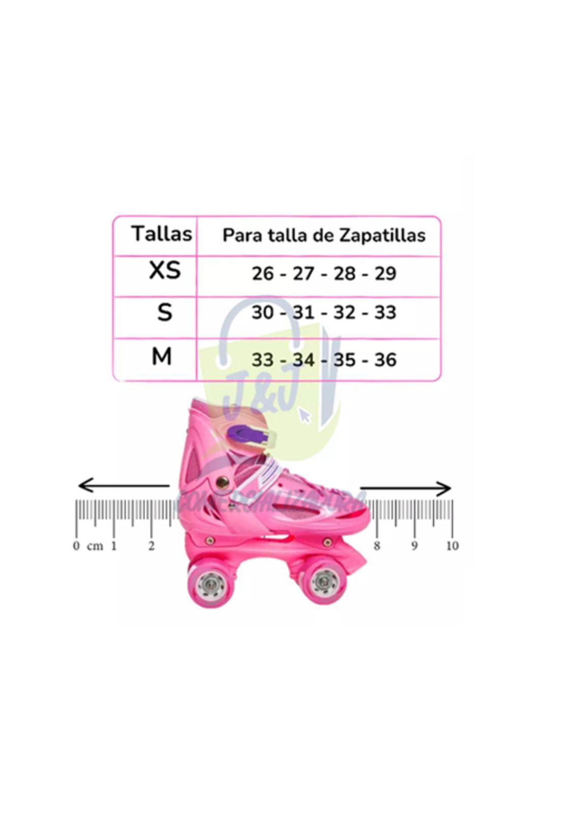 Patines rollers niña más protectores y casco talla M 33-36, rosado-5