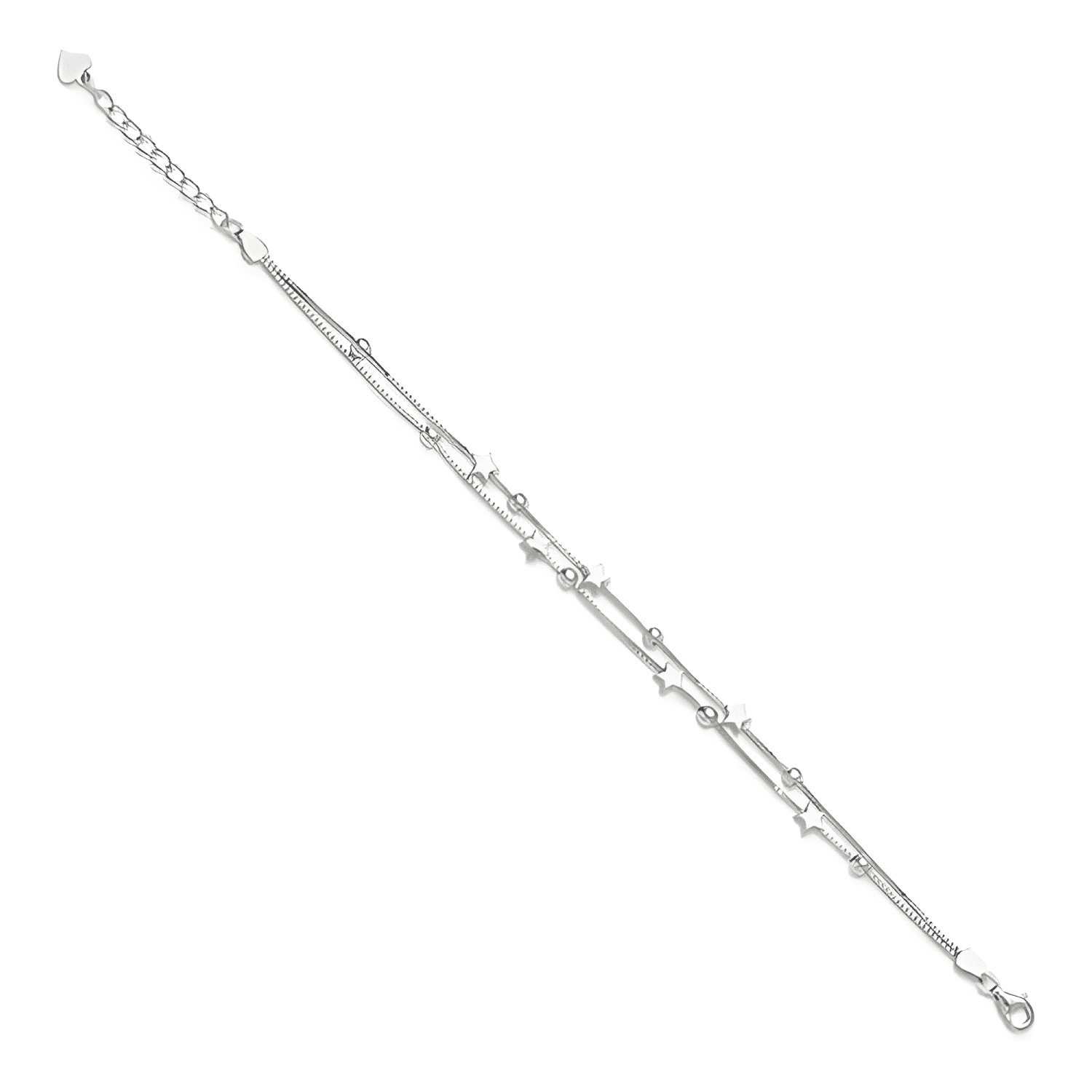 Pulsera estrellas y esferas de plata 925 con bolsa y paño #3-2