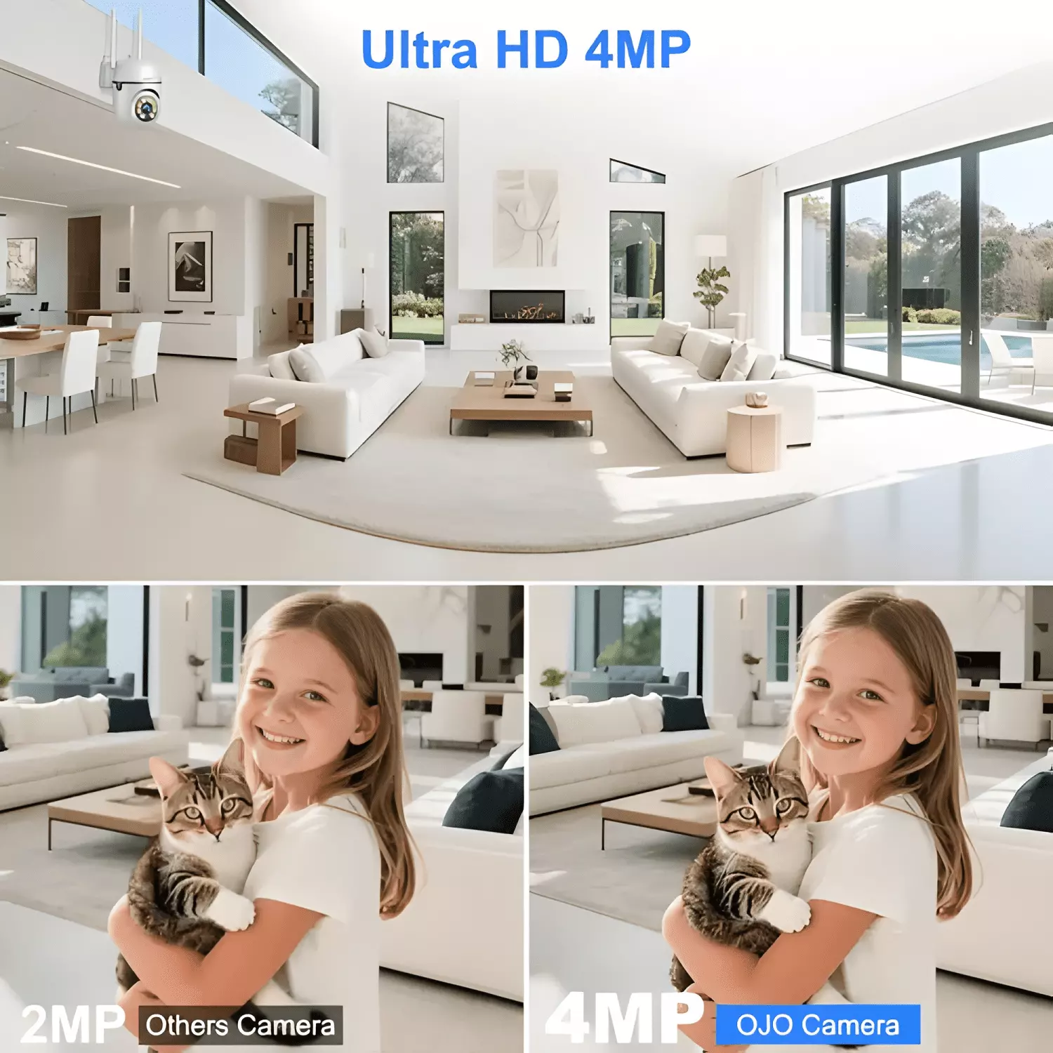 Ojo® 2pcs 4mp Cámara de Seguridad Wifi Camara Vigilancia Ult-3