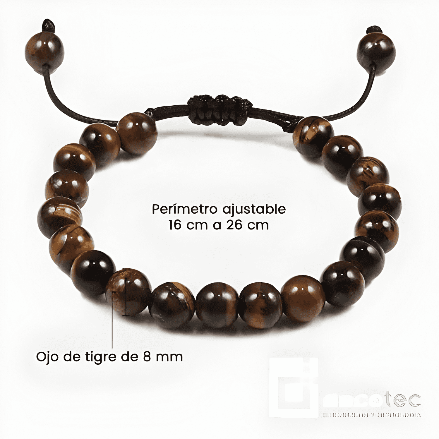 Pulsera ojo de tigre ajustable piedra natural unisex 8mm-2
