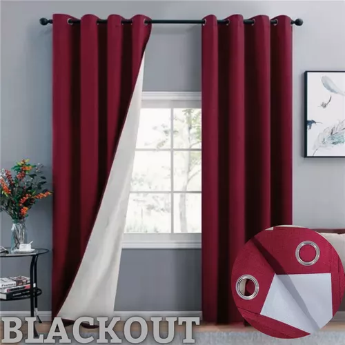 Cortina Blackout 100% 2 Paños 138x226 cm Textura Lino Bordó-2
