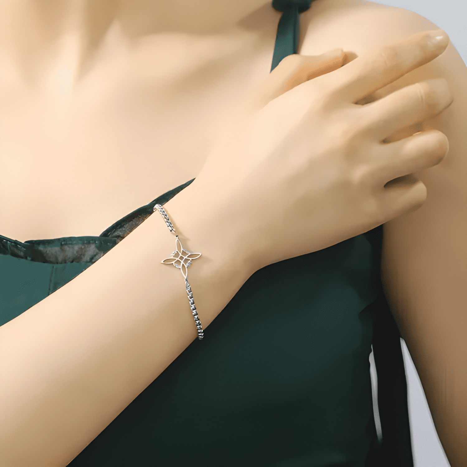 Pulsera nordica nudo de bruja celta acero protección Dorada-3