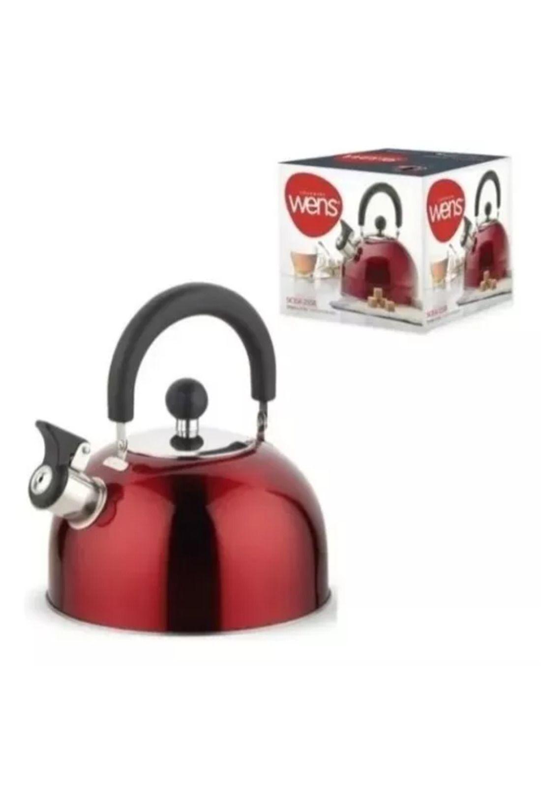 Tetera de acero inoxidable con silbato de 2500 ml, Sicilia, roja-5