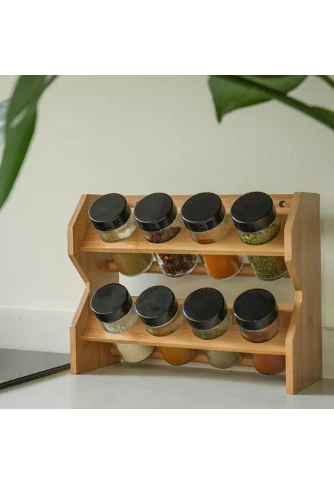 Especiero de madera con 8 frascos de vidrio Simplit-3
