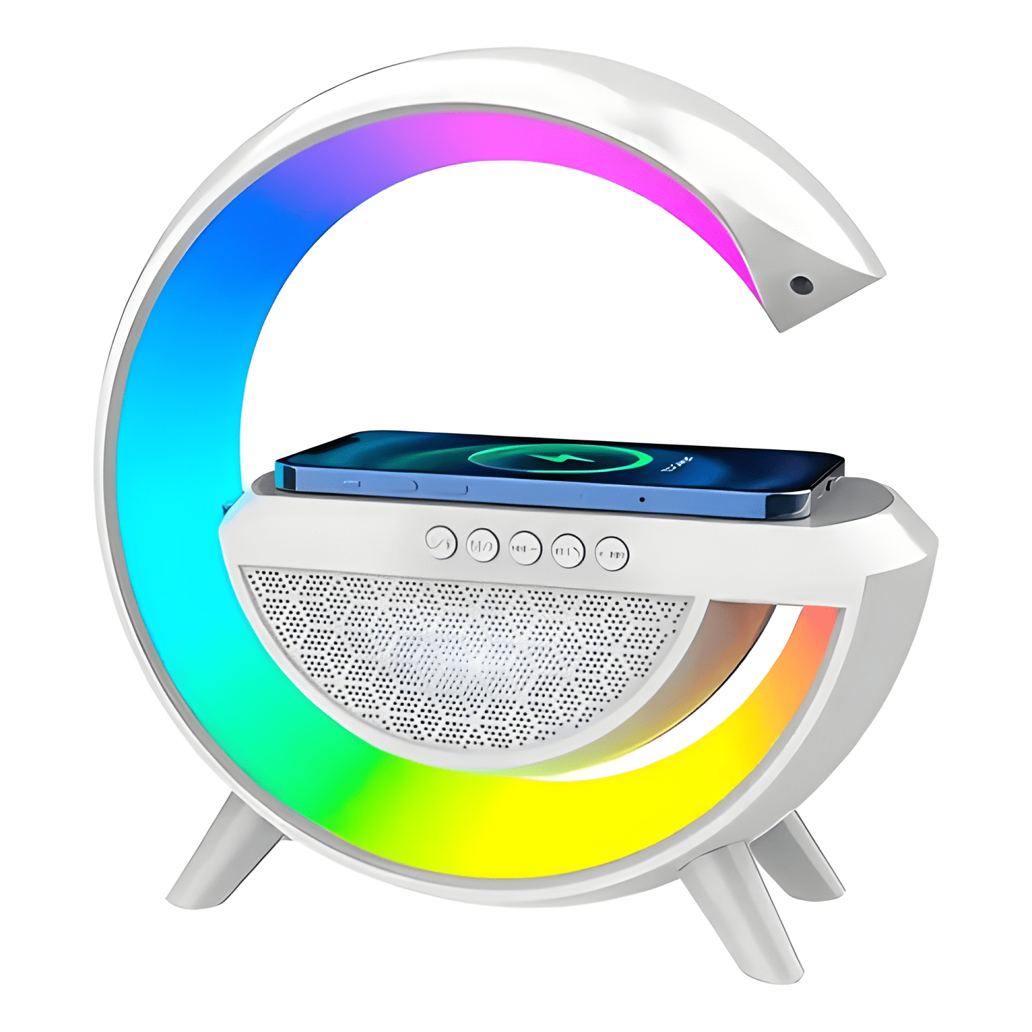 Cargador inalambrico parlante bluetooth lampara Blanco #1-3