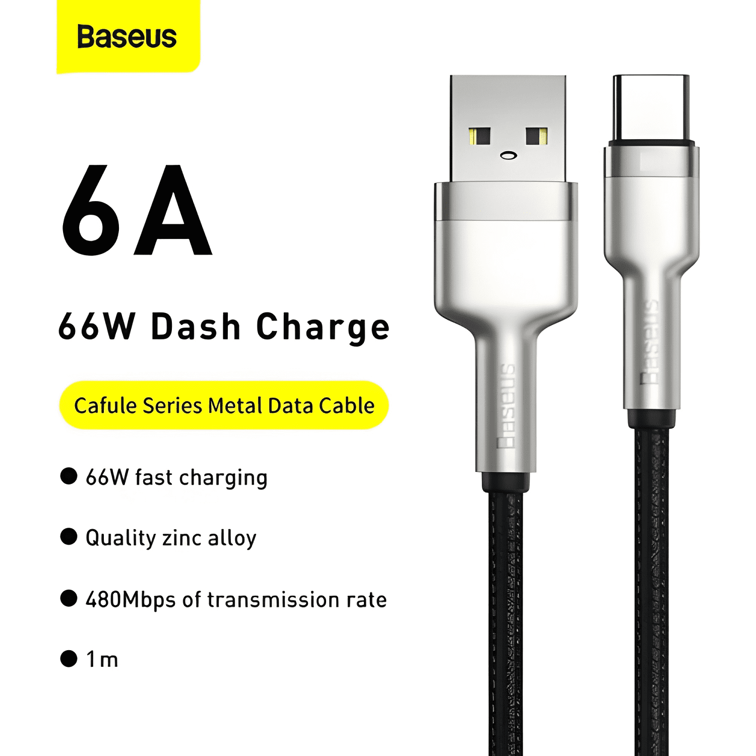 Cable USB p/tipo-c turbo metal de 66 w y 6 Negro-2