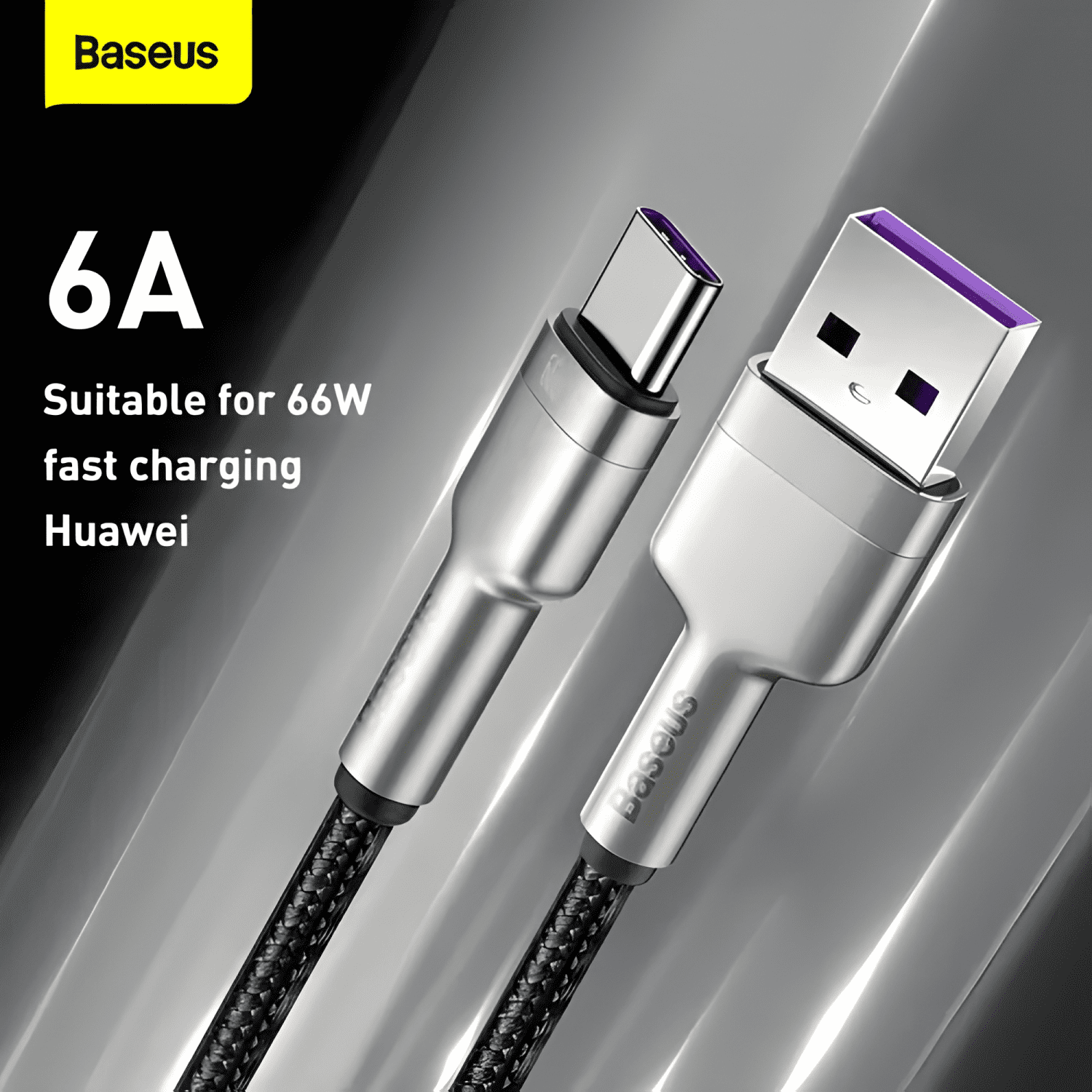 Cable USB p/tipo-c turbo metal de 66 w y 6 Negro-3