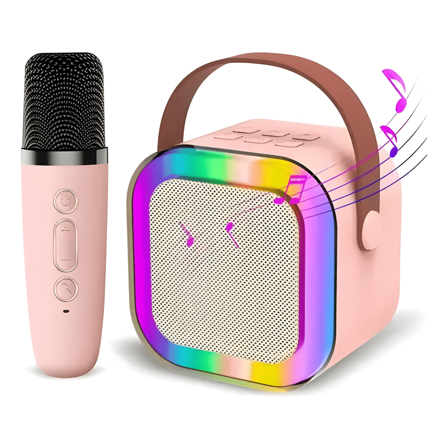 Parlante karaoke portátil mini micrófono inalámbrico bt Rosa-4