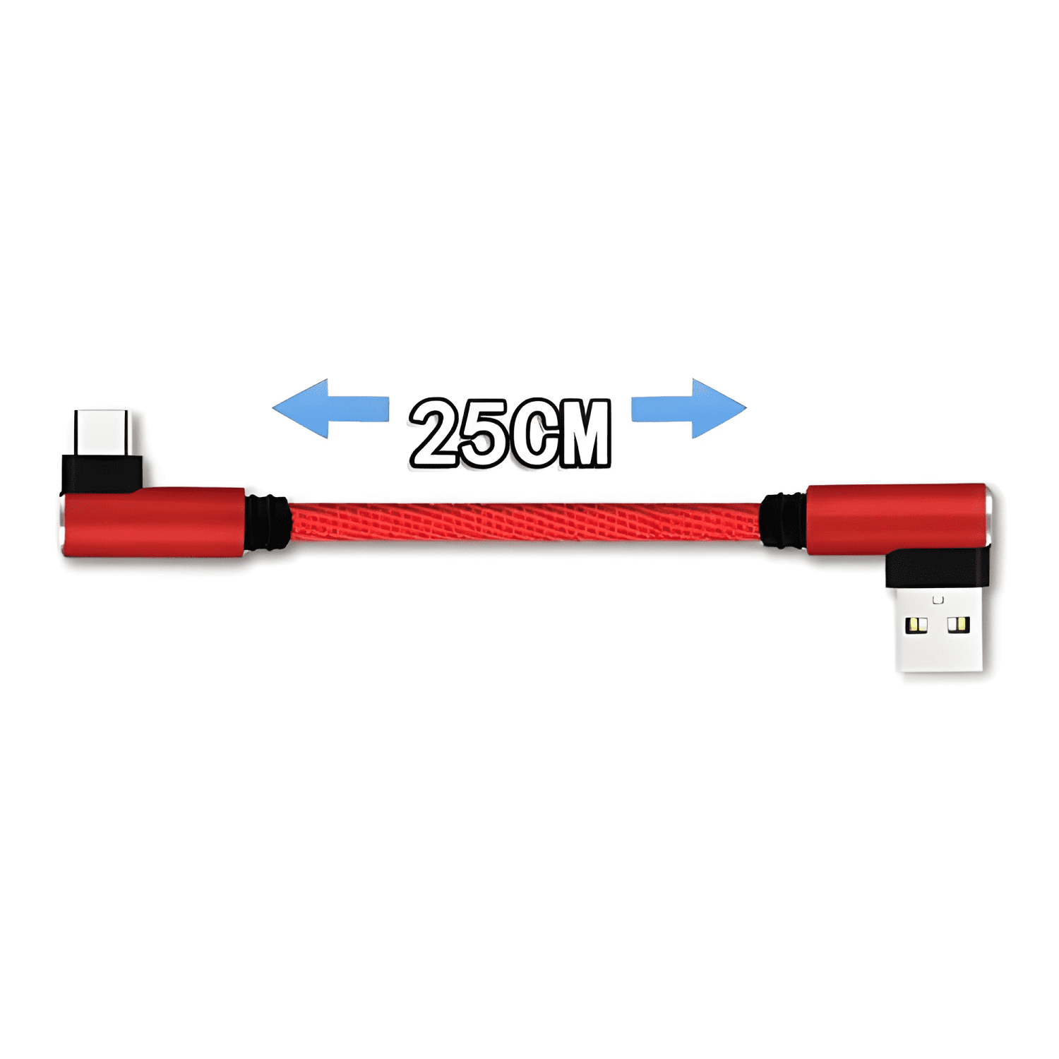 Cable corto USB a tipo-c 90º l 25cm carga rápida y datos qc-2