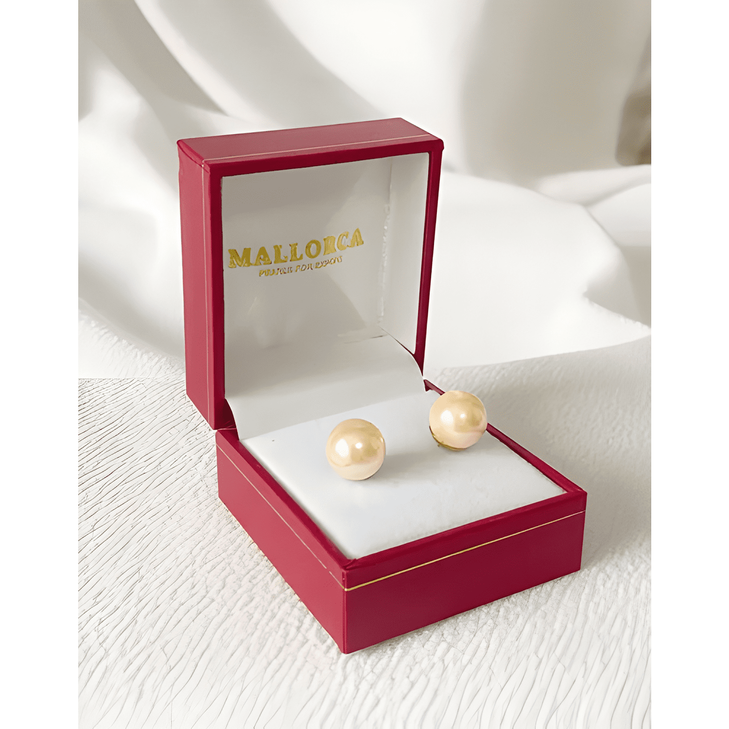 Aros De Perla Mallorca Clasico Base Enchapada En Oro 18k #4-0