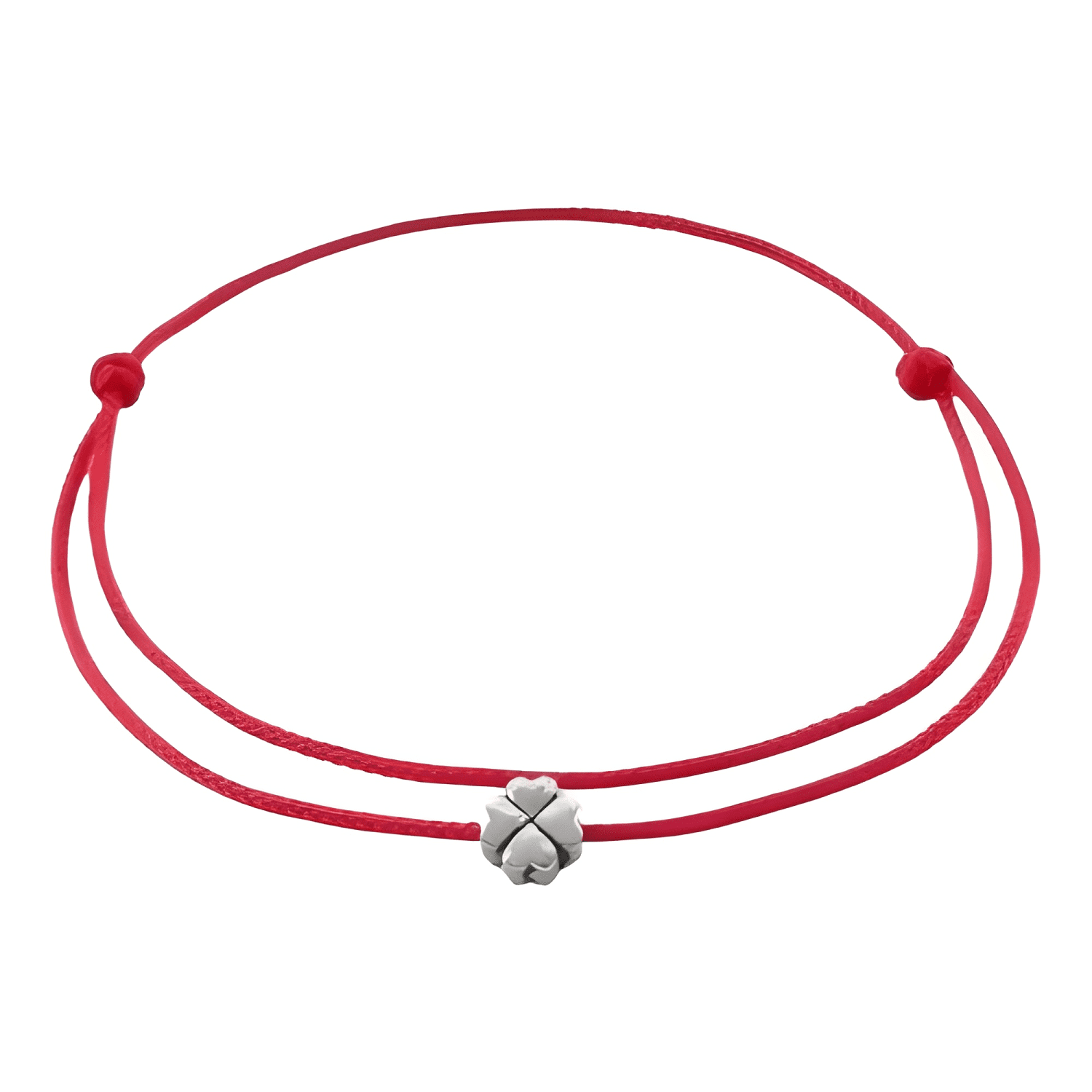 Pulsera de hilo trébol de la suerte protección Rojo-0