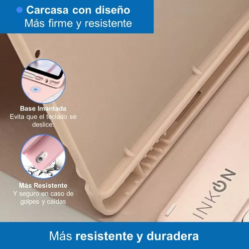 Carcasa funda con teclado para iPad Linkon 102 y 109 color rosado-3