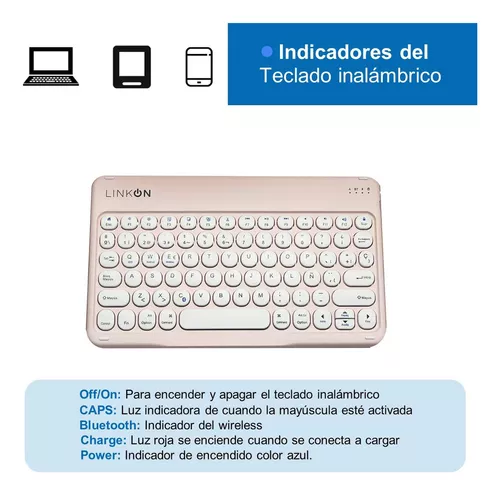 Carcasa funda con teclado para iPad Linkon 102 y 109 color rosado-4