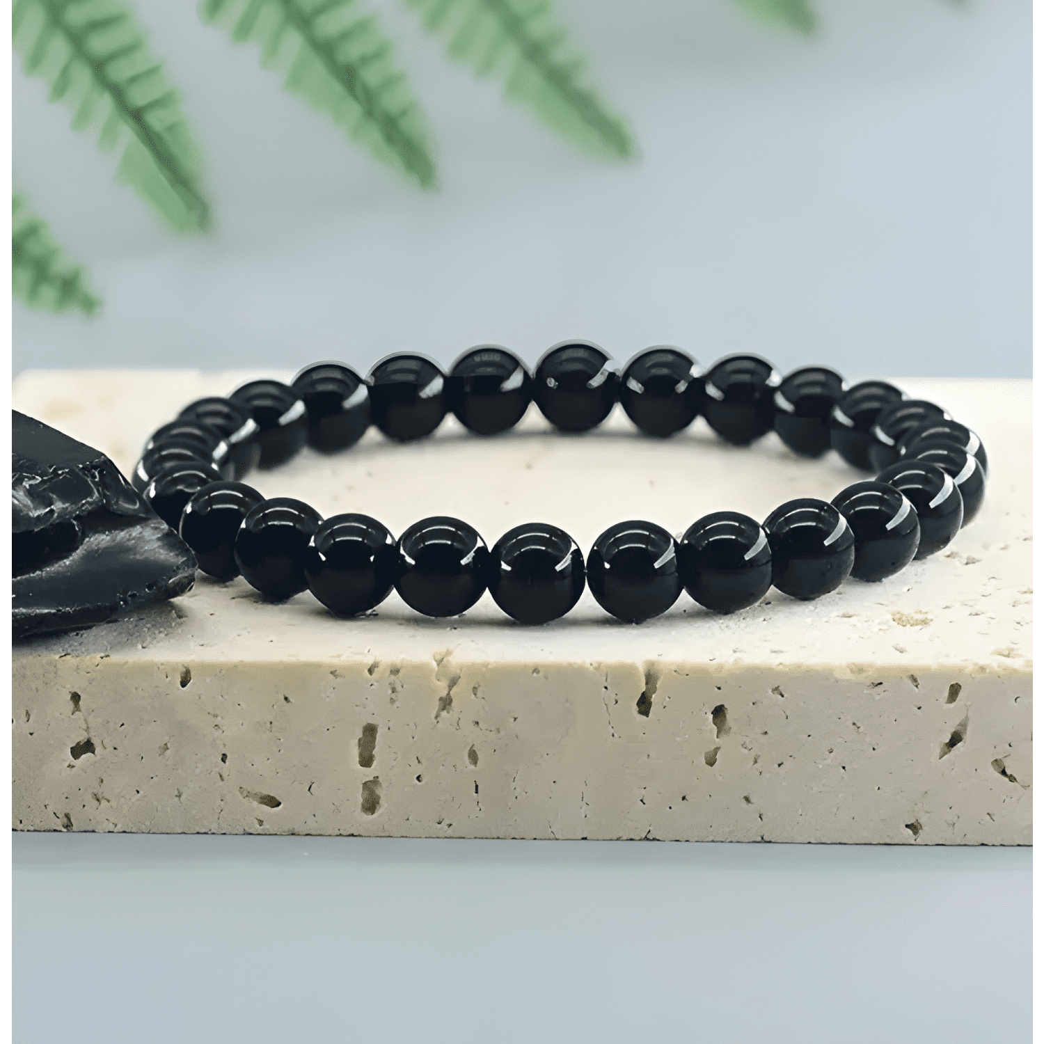 Pulsera piedra onix genuina elástica unisex proteccion-3