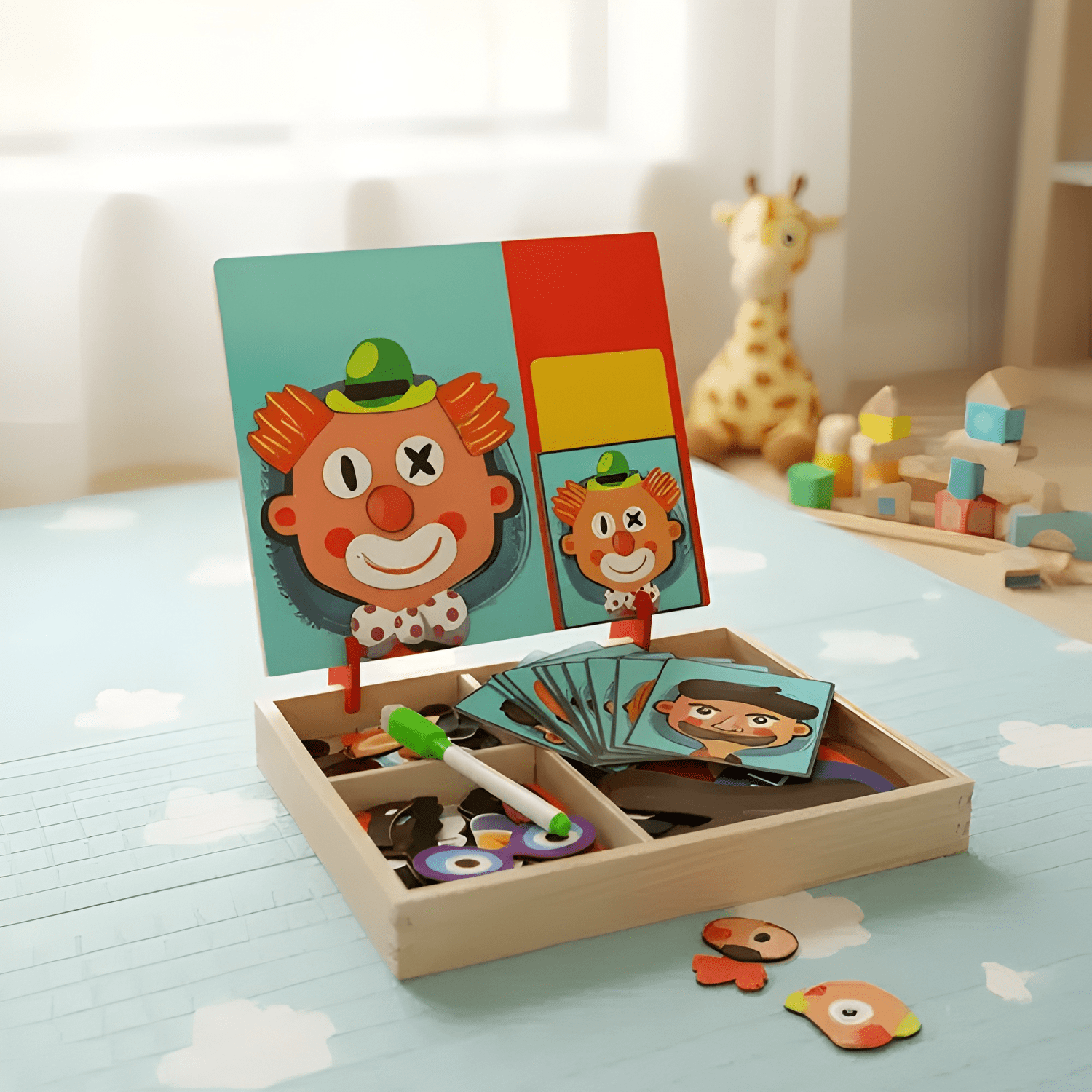 Juego didáctico rostros pizarra magnética niños-1