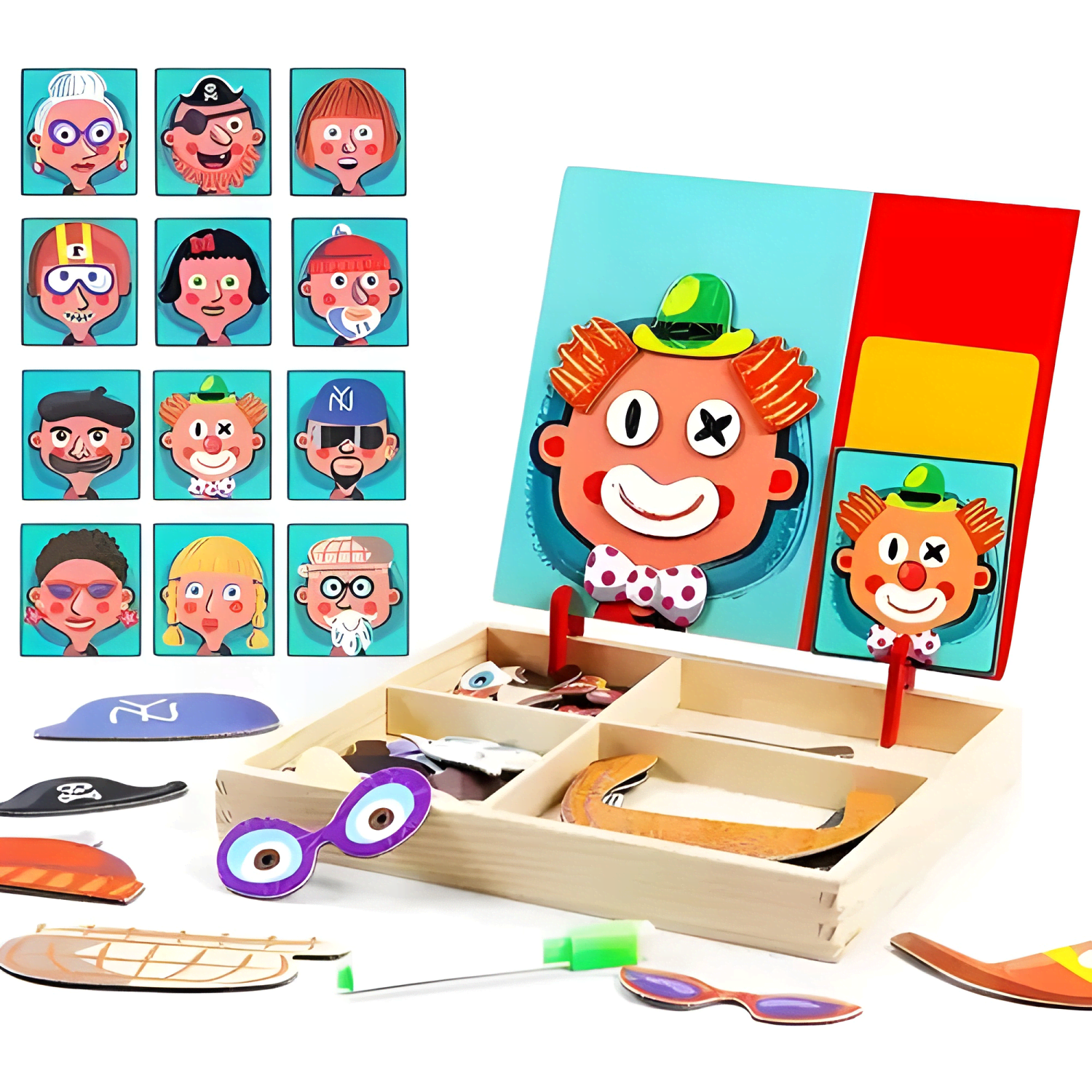 Juego didáctico rostros pizarra magnética niños-4