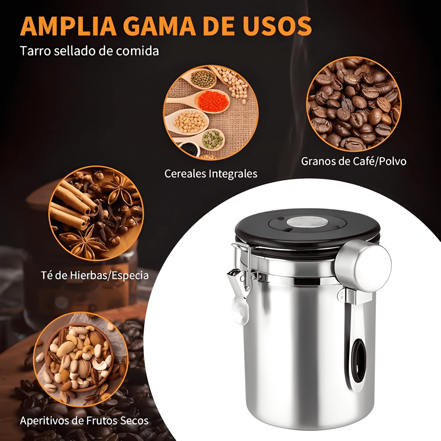 Recipiente tarro para café hermético grano 1,8 L-2